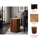 Tavolino Laterale Decorativo in Legno Scanalato con Piano in Marmo e Spazio Contenitivo - Piccolo Tavolino d'Appoggio per Arredo Camera da Letto o Soggiorno