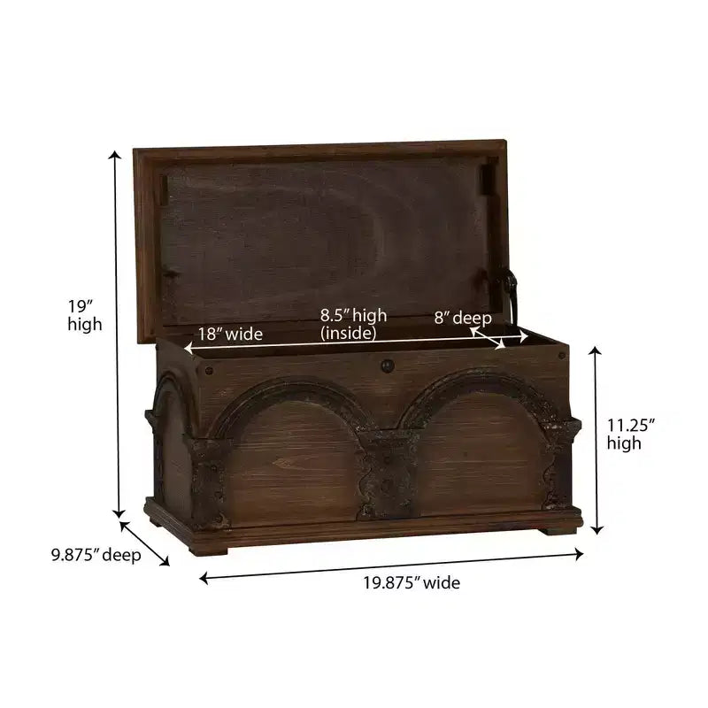 Baule contenitore ad arco piccolo in legno marrone