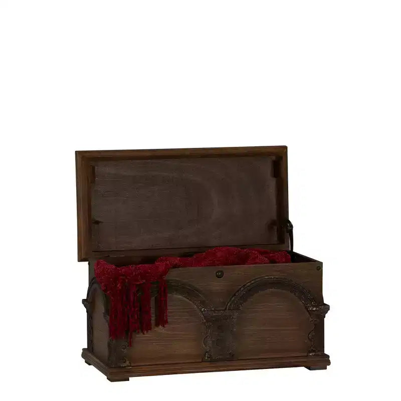 Baule contenitore ad arco piccolo in legno marrone