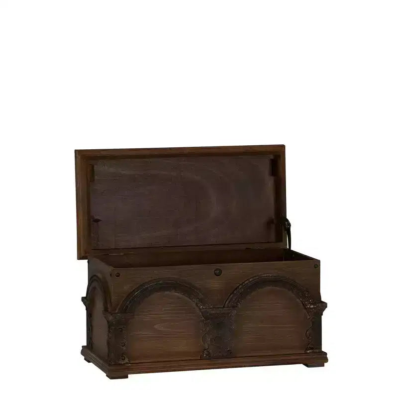 Baule contenitore ad arco piccolo in legno marrone