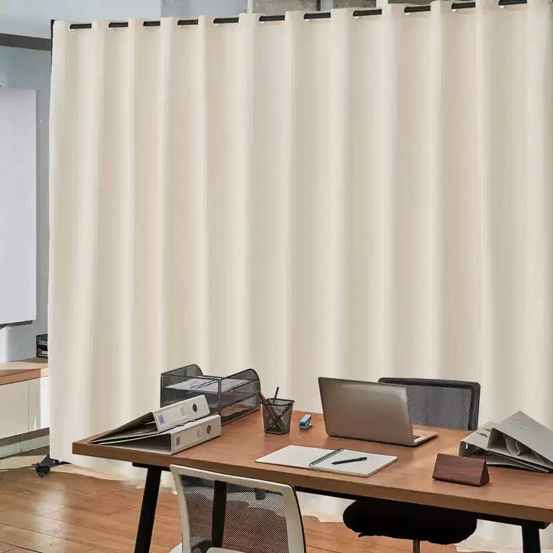 VEVOR Divisorio per Ambienti, Divisorio Portatile con Ruote e Supporto per Tenda, Paravento Autoportante per Ufficio, Beige