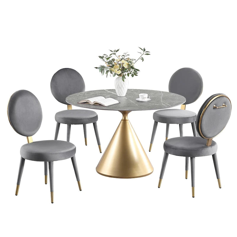 Morden Fort Set da pranzo rotondo moderno di lusso da 5 pezzi con tavolo e sedie