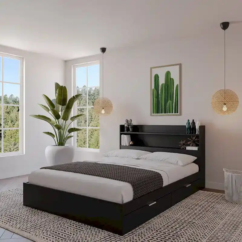 Letto a piattaforma Hunter con testiera