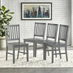 Set di 4 sedie da pranzo con schienale a doghe in legno massello, struttura robusta, design classico, facile montaggio