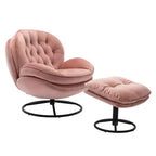 Poltrona Svedese Okak con Pouf, Poltrona Moderna Senza Braccioli Stile Mid-Century per Soggiorno, Morbida e Confortevole per Guardare la TV, Giocare