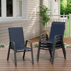 Sedie da patio, Set di 4/6 sedie da pranzo impilabili per esterni in textilene leggero per tutte le stagioni con braccioli per giardino, bordo piscina