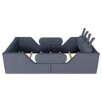 Whisen Twin - Letto a piattaforma, Letto imbottito da pavimento per bambini con cuscino a coniglio, Sponde laterali rimovibili