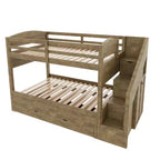 Whisen Letto a castello Twin XL con rotelle estraibili, letto a castello con contenitore, letto a castello in legno massello, scala con contenitore, armadio, 3 cassetti, per bambini