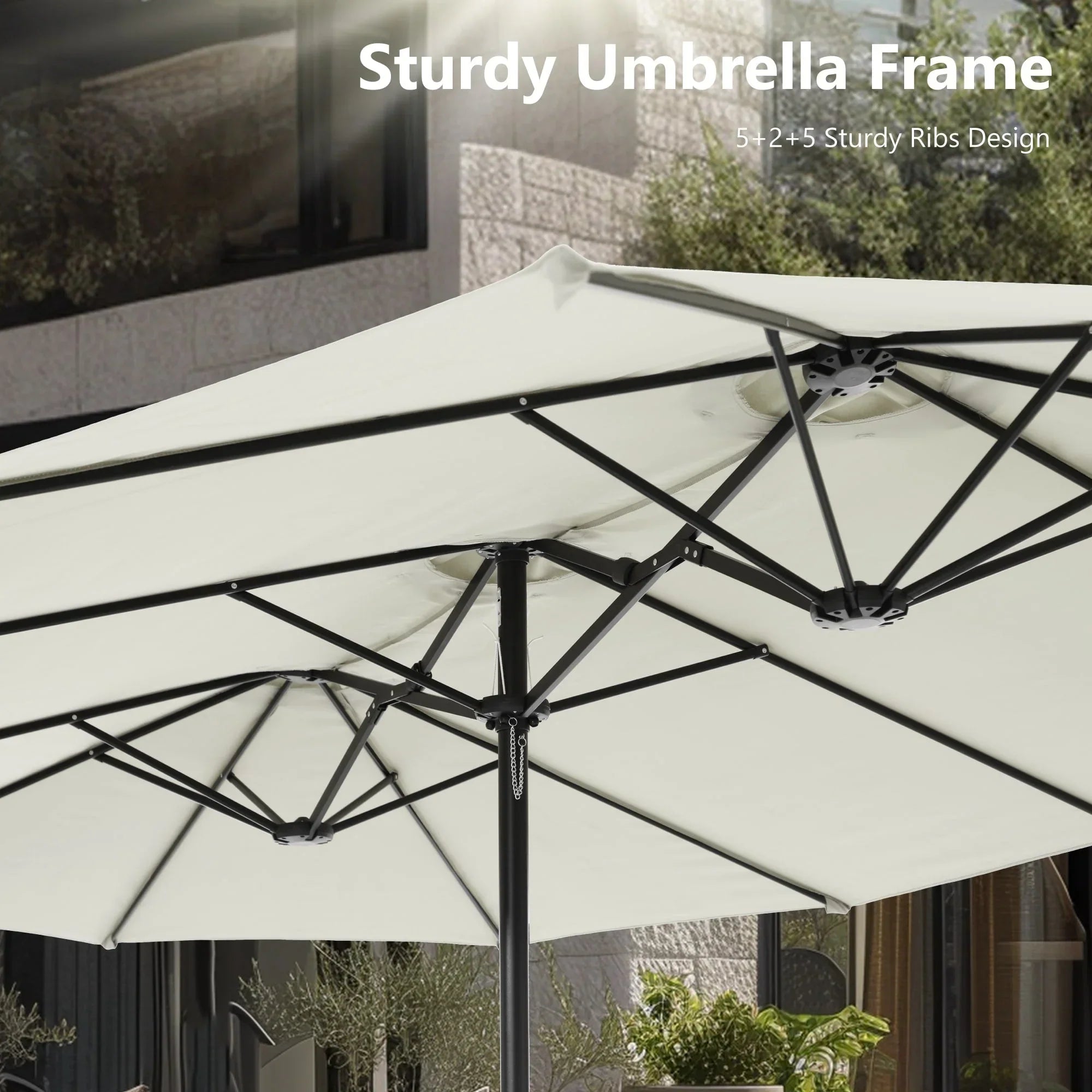 MAISON ARTS Ombrellone Doppio da 4,5 m, Extra Large, per Patio, con Base Inclusa