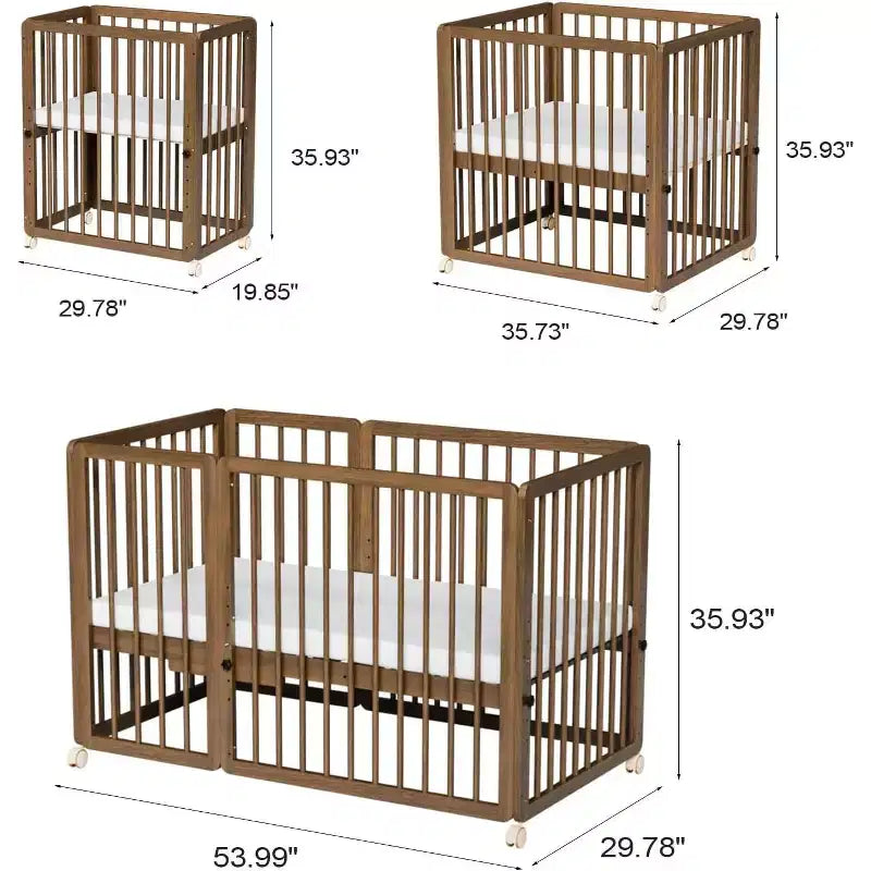 Culla convertibile JOYMOR 8 in 1, include 2 materassi, si trasforma in culla, culla media, culla a grandezza naturale, lettino da giorno, lettino per bambini e box.