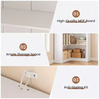 Libreria angolare a 5 ripiani a forma di L, in stile retrò, Bianco/Nero/Legno, singola