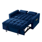 Divano letto a due posti 4 in 1 con braccioli e tasche portaoggetti, divano letto estraibile multifunzionale trapuntato con schienale regolabile