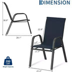 Sedie da patio, Set di 4/6 sedie da pranzo impilabili per esterni in textilene leggero per tutte le stagioni con braccioli per giardino, bordo piscina
