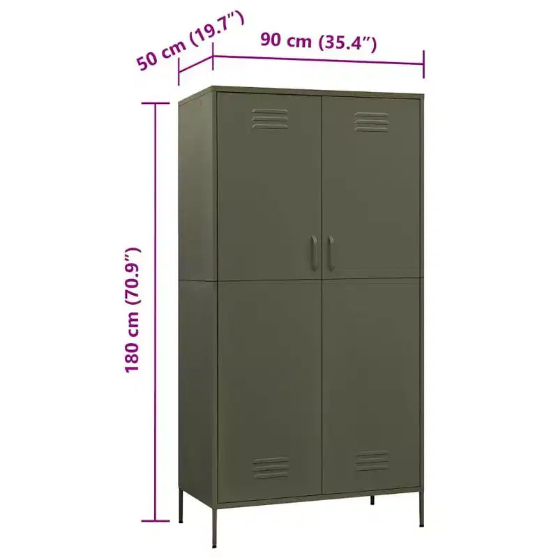vidaXL Armadio Verde Oliva 90x50x180 cm Acciaio