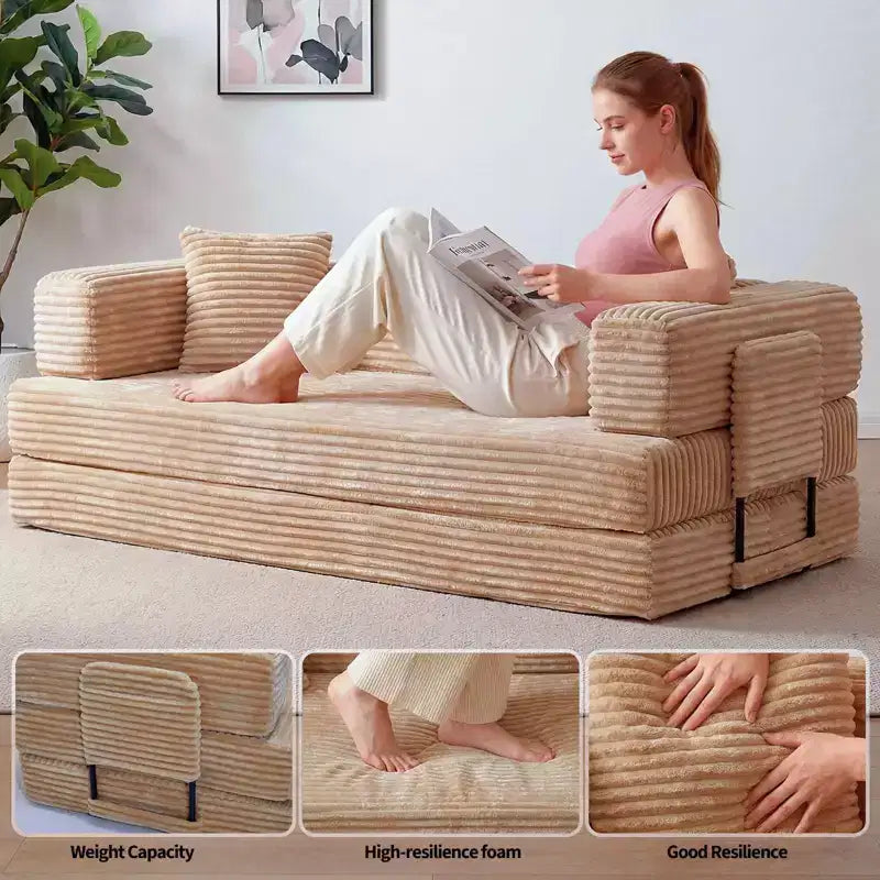 80.7 Divano Letto Trasformabile 5 in 1 鈥?Velluto a Coste, 544 kg, Nessun Montaggio