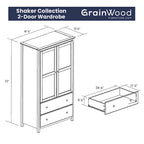Armadio a 2 ante in legno massello - 41x72x22
