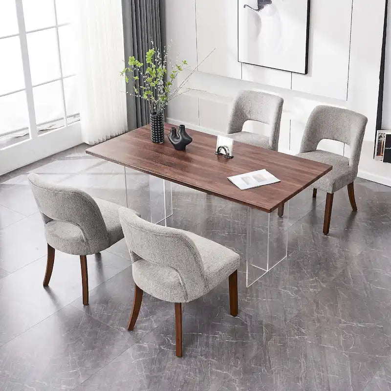 Set di 4 sedie da pranzo imbottite in tessuto
