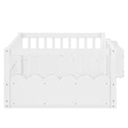 Letto a terra per bambini Bellemave con recinzione rialzata e libreria, struttura letto matrimoniale in legno Montessori per bambine e bambini