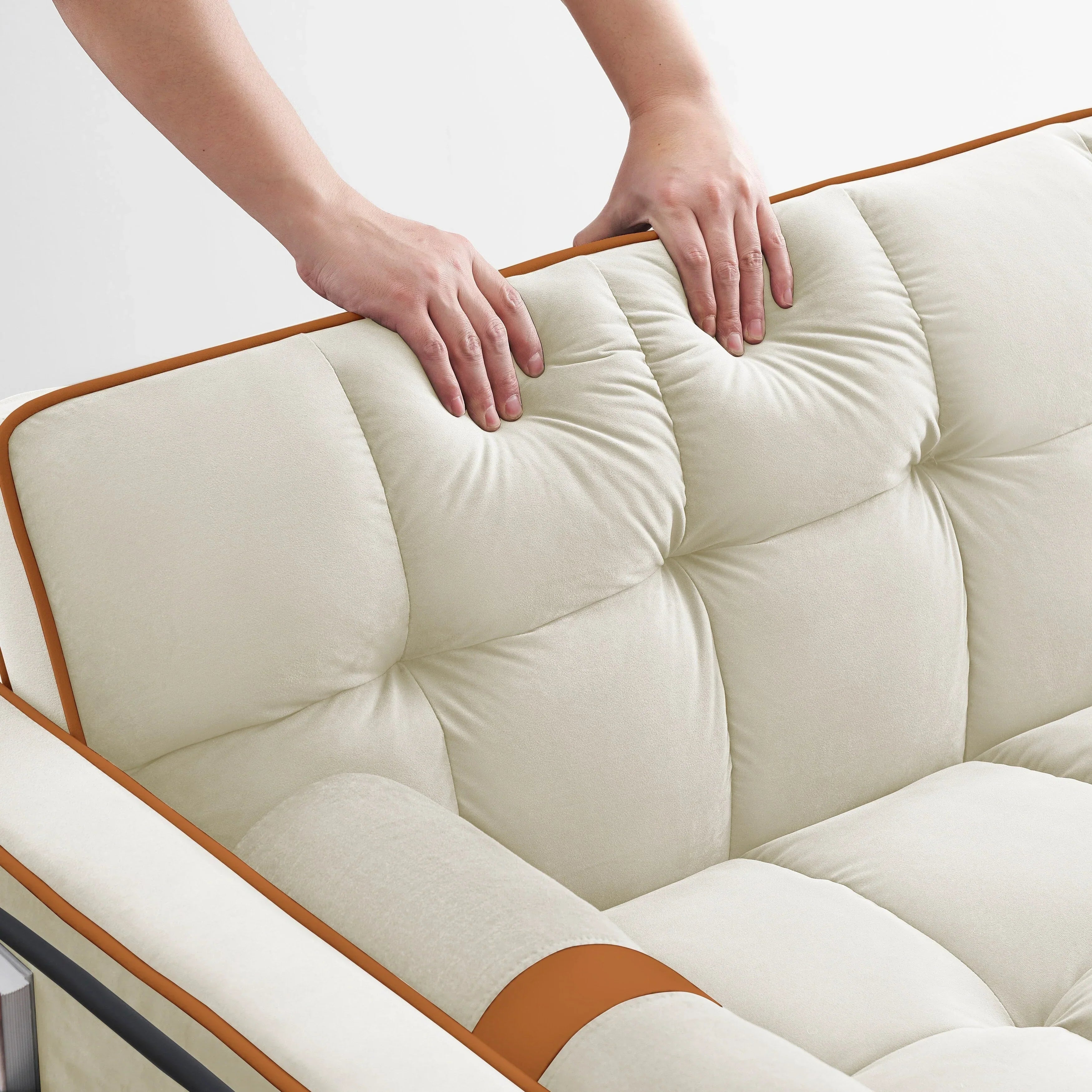 Divano letto trasformabile a 2 posti in velluto da 140 cm con letto estraibile, reclinabile, tasche laterali e supporto per telefono