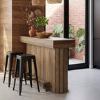 Tavolo da Bar Lantine, Unità Bar da Casa in Legno da 63 Pollici con Poggiapiedi in Metallo, Tavolo da Pub con Ripiani Contenitori per Soggiorno, Bistrò, Sala da Pranzo (Marrone)
