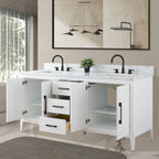 Mobile lavabo doppio Vanity Art 72 per bagno con piano in marmo composito