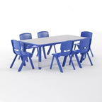 Set Tavolo Attività Rettangolare Regolabile in Altezza in Plastica Emma and Oliver 23.625"W x 47.25"L con 6 Sedie