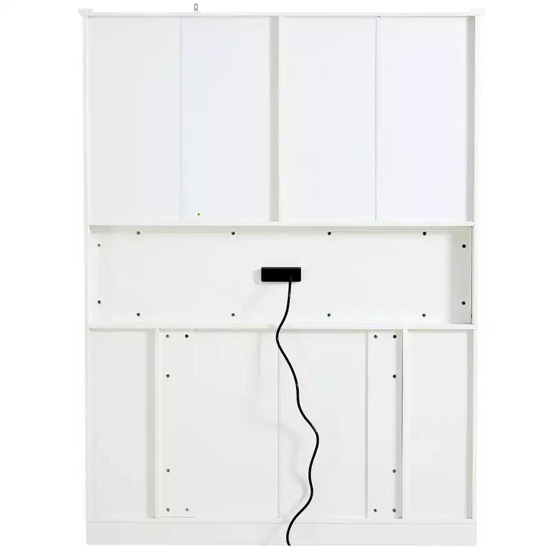 Whisen Armadio Dispensa per Cucina Autoportante Alto 180 cm, Grande Credenza Contenitore per Sala da Pranzo con 4 Ante Pieghevoli, Ripiani, Portabottiglie