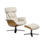 Jovan 31.5 Poltrona reclinabile in vera pelle con pouf