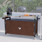 Carrello per Barbecue da Esterno con Piano in Acciaio Inox (sgabello non incluso)