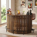 Mini Bar a 4 Livelli a Forma di Arco, Tavolo Bar Moderno Rustico con Poggiapiedi e Costruzione in MDF