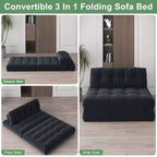 Divano Letto Futon Pieghevole in Velluto a Coste, Sedia Convertibile da Pavimento con Cuscino e Supporto per la Schiena