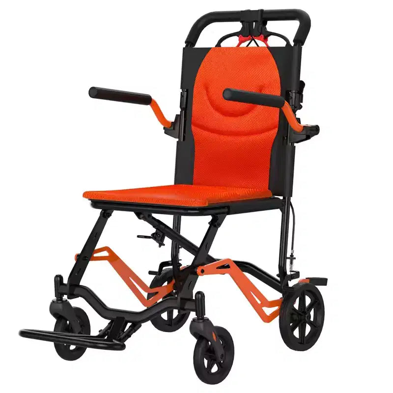 Carrozzina Pieghevole da Trasporto Ultraleggera, Supporta 100 kg, Telaio in Alluminio da 8 kg, Seduta da 41 cm, Braccioli e Poggiapiedi Rimovibili, Freno di Stazionamento