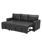 Divano componibile convertibile reversibile con letto estraibile, chaise longue con contenitore nascosto e gambe durevoli