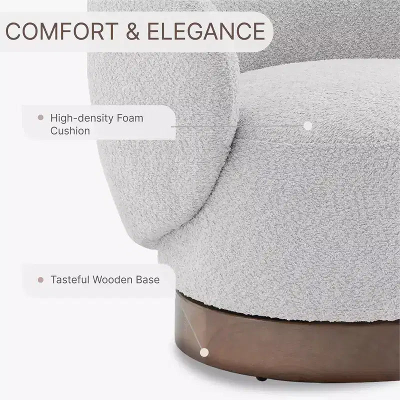 Poltrona a botte girevole imbottita Spruce&Spring con base in legno