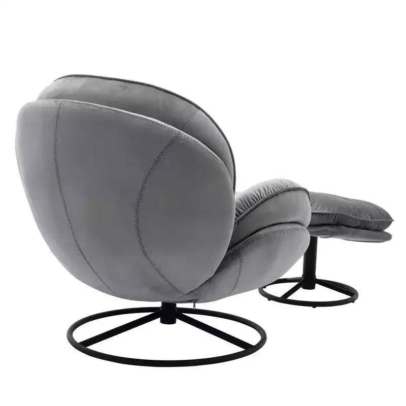 Poltrona Svedese Okak con Pouf, Poltrona Moderna Senza Braccioli Stile Mid-Century per Soggiorno, Morbida e Confortevole per Guardare la TV, Giocare