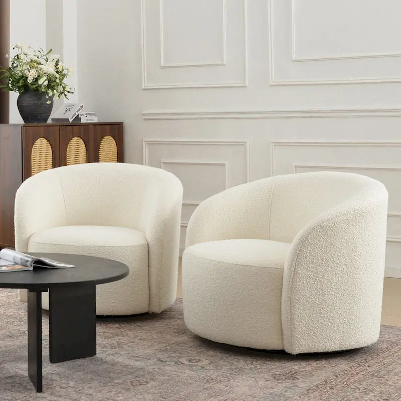 Poltrona girevole a barilotto imbottita KINWELL da 34 pollici (Set di 2)