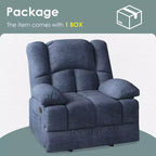 Poltrona reclinabile a dondolo oversize blu con rivestimento in ciniglia