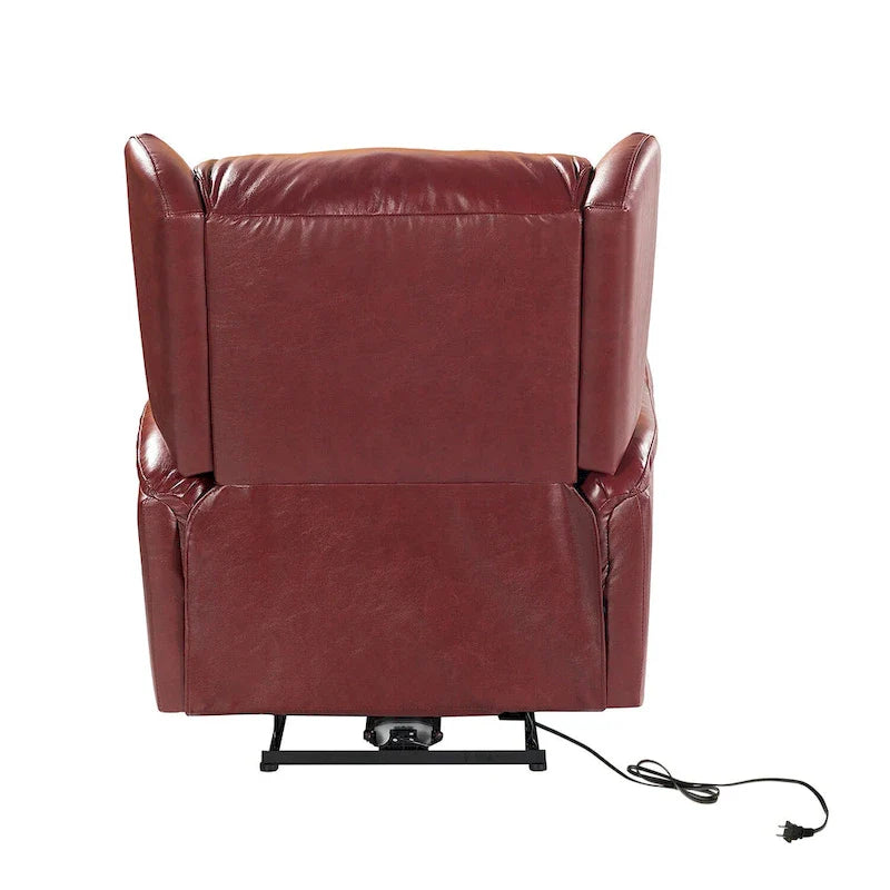Poltrona reclinabile elettrica in vera pelle con porta USB - Set di 2 con schienale a orecchioni e borchie
