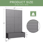 MAYEERTY Fioriera con traliccio in ferro grigio, stile classico con persiane, 183x89x41 cm, set da 3 pezzi