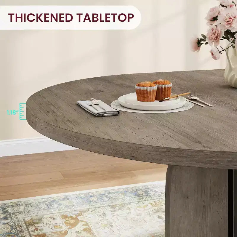 Tavolo da pranzo rotondo allungabile 47-63 per 4-8 persone, tavolo da cucina allungabile in legno stile rustico con struttura in metallo, salvaspazio ovale per appartamento, grigio retrò