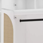 Armadio Guardaroba a 8 Ante di Grande Capacità, Alto 180 cm, con Asta Appendiabiti, Ripiani Regolabili e Ante Decorative in Rattan