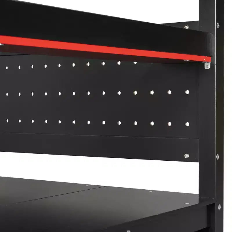 GDFStudio Scott Letto a Soppalco in Legno per Gaming con Scala Contenitore, Scrivania, Mensole e Pannello Forato