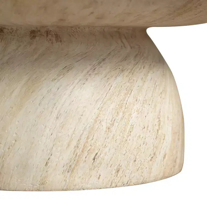 LeisureMod Lunexa Tavolino Rotondo in Fibra di Pietra Tavolino d'Appoggio con Piedistallo per Uso Interno o Esterno, Design Scolpito con Piedini Antiscivolo