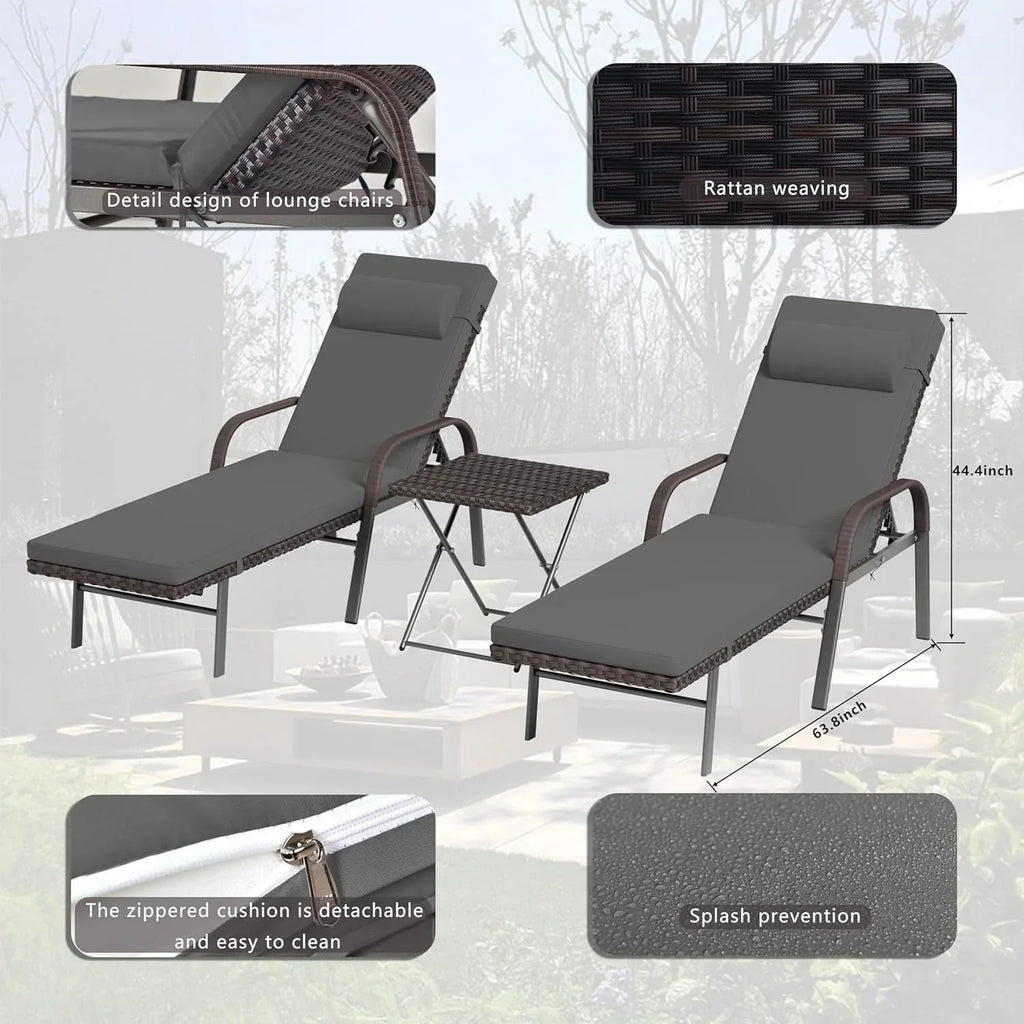 Set di 3 Chaise Lounge da Esterno Kullavik