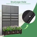 MAYEERTY Fioriera con traliccio in ferro nero Linea parallela 01 Stile combinato classico a persiana 183x119x41 cm Set da 3 pezzi
