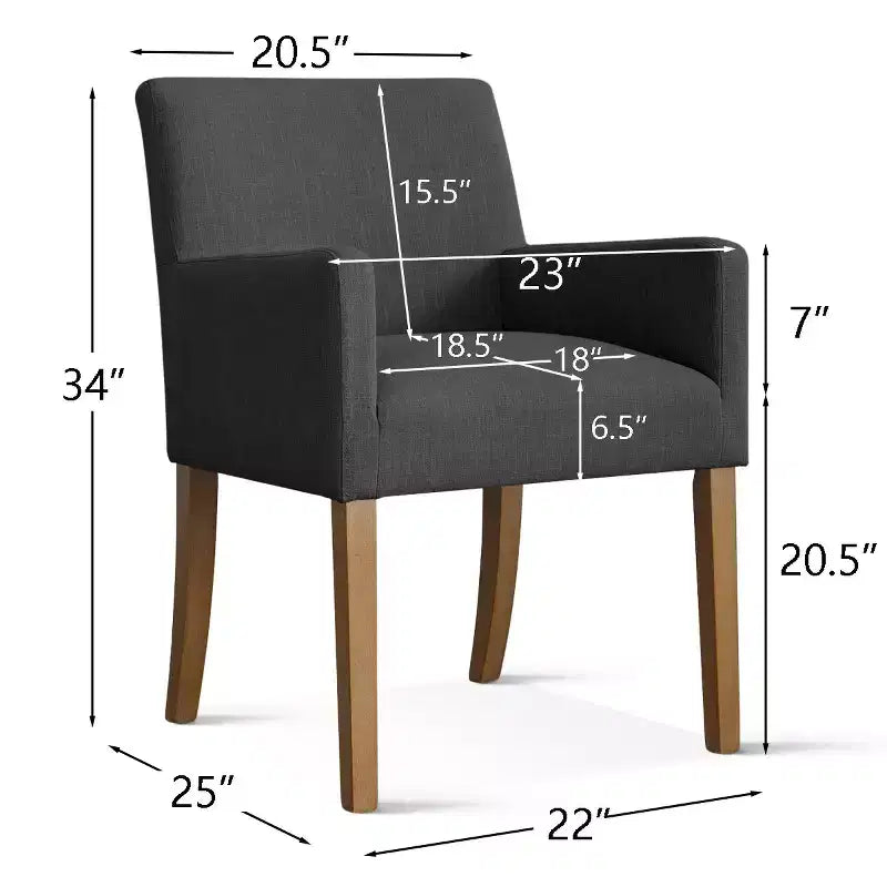 Set di 6 sedie da pranzo imbottite con braccioli, poltrone moderne in lino con gambe in legno, sedie occasionali per sala da pranzo, soggiorno - Panipeachy