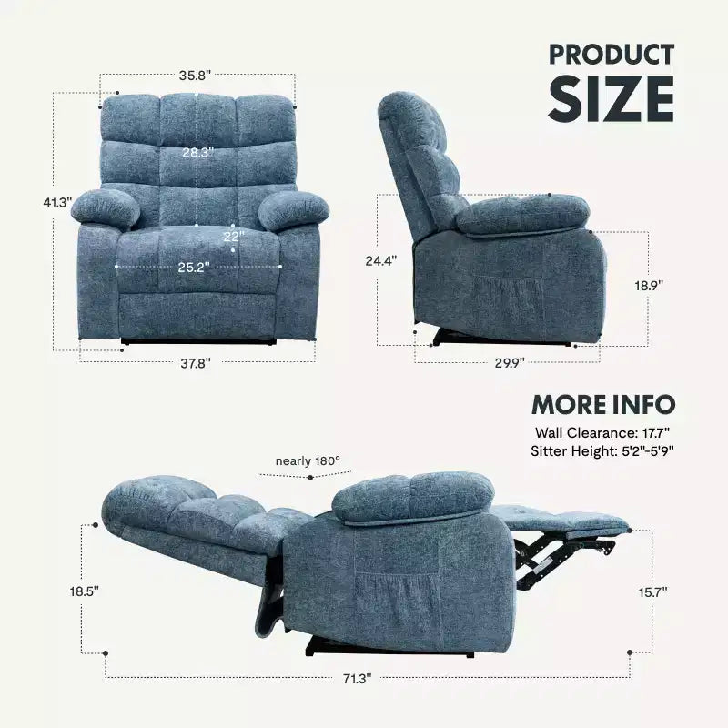Poltrona reclinabile elettrica XL6-Cloud con massaggio