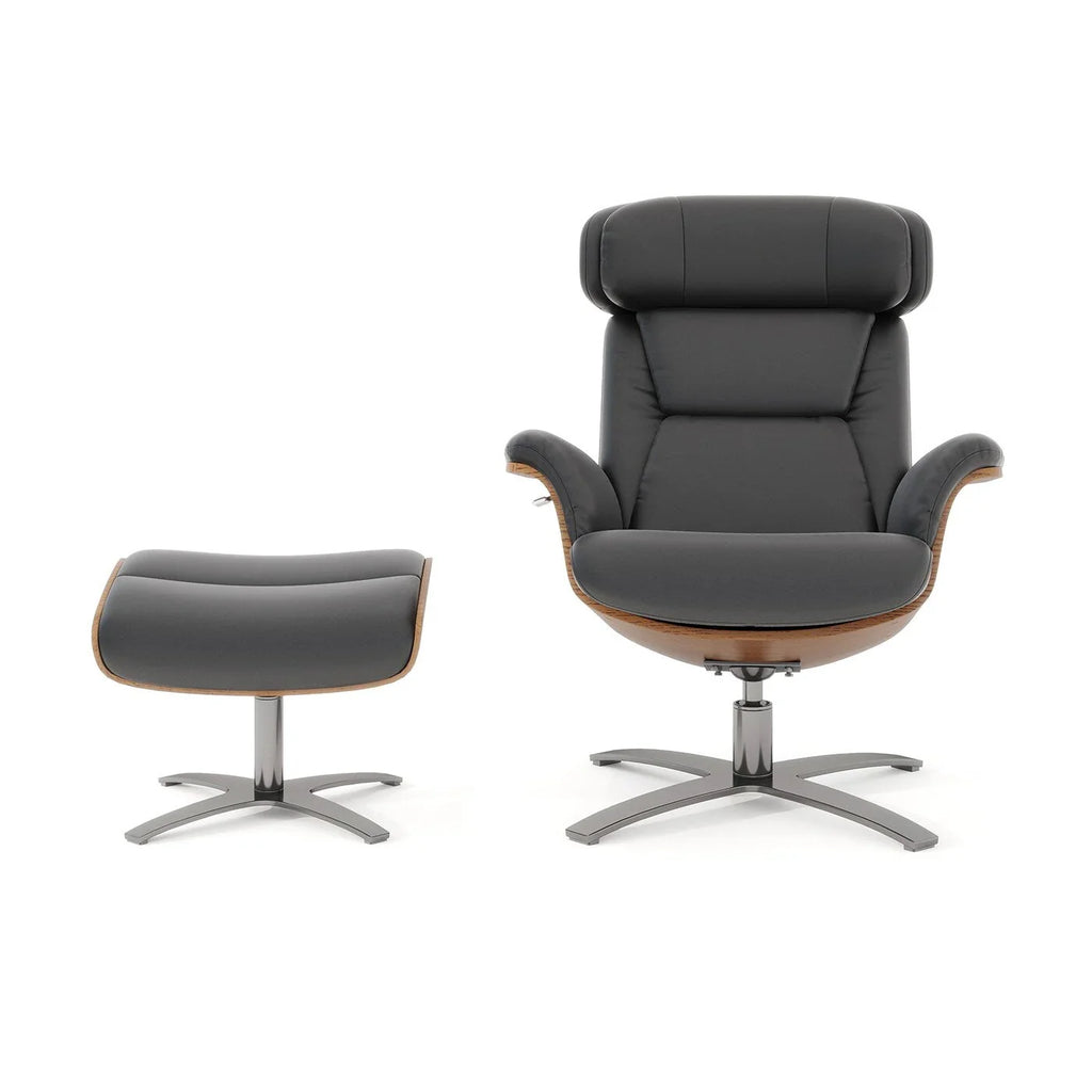 Jovan 31.5 Poltrona reclinabile in vera pelle con pouf