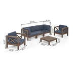 Set da conversazione Brava Outdoor a 6 pezzi in legno di acacia di Christopher Knight Home