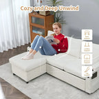 Divano letto a L da 80", Divano letto a scomparsa, Divano letto convertibile con penisola reversibile